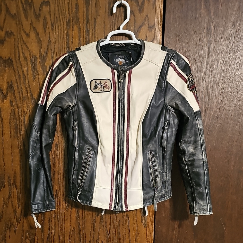 Harley-Davidson Black and Cream Leather Jacket